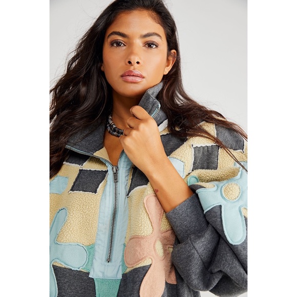 Free People x We The Free Flower Power Pullover Half-Zip Sweatshirt $248 - Picture 2 of 8